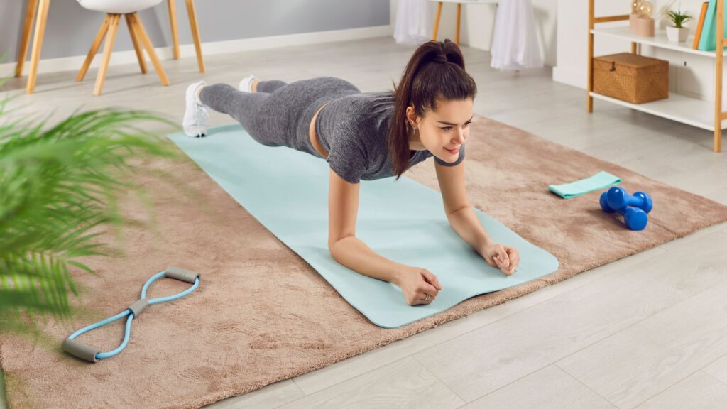 woman performing plank